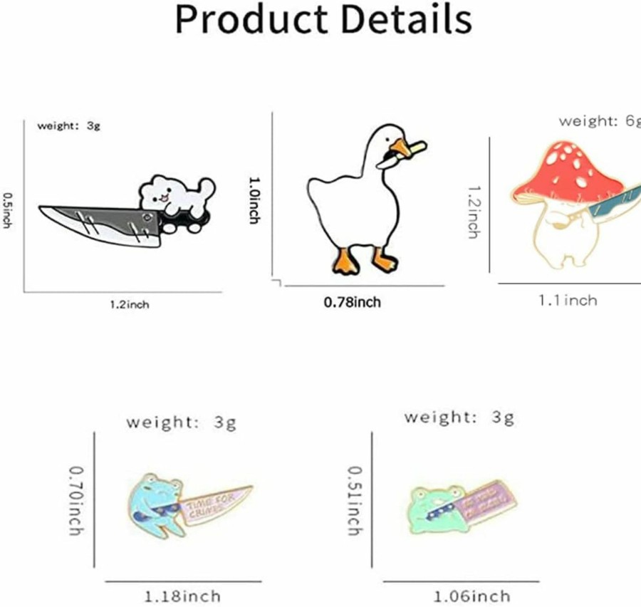 XKYDYF Animal With Knife Enamel Brooch Pin Set For Backpacks Jackets Cute Enamel Pins Anime Pins Cartoon Frog Mushroom Duck With Knife Enamel Brooch Pins For Kids Men Women Online