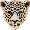 YYBONNIE Yybonnie Vintage Black Enamel Spotted Leopard Head Rhinestone Crystal Animal Brooch Pin Lapel Pin Badge Wholesale