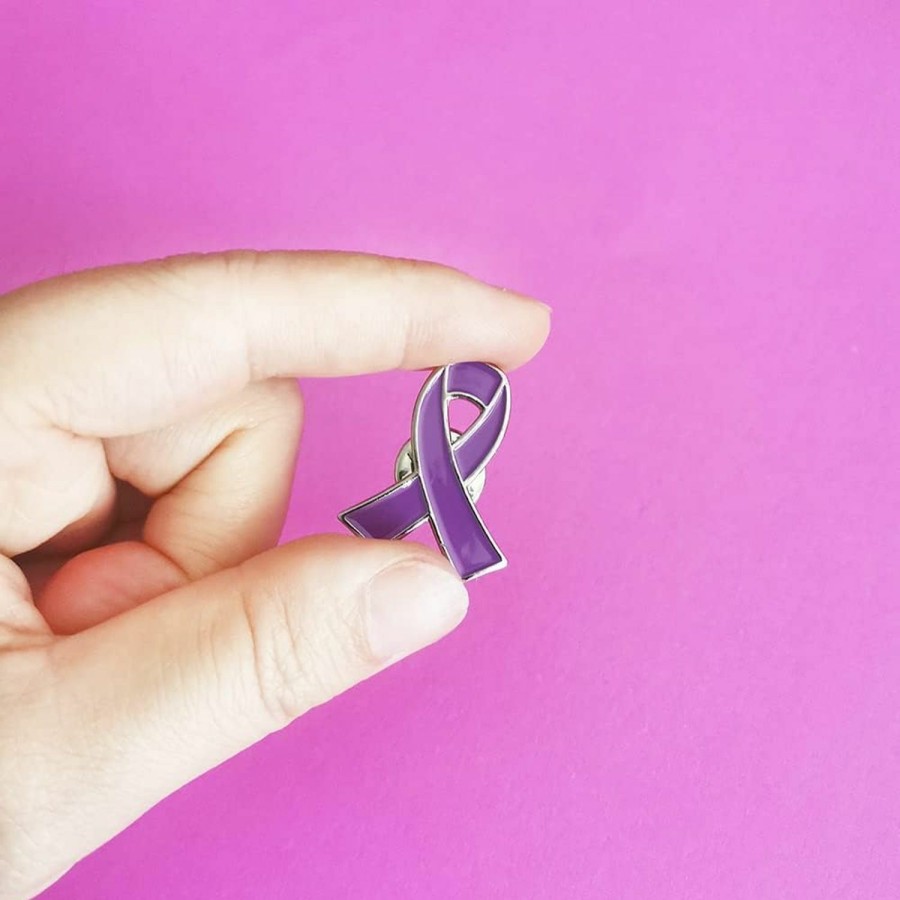 Mzztino 100Pcs Purple Ribbon Lapel Pin Domestic Violence Awareness Brooch Alzheimers Epilepsy Lupus Cancer Awareness Pins Online