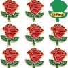 MIDLE 2/12/50/100Pcs Red Rose Flower Enamel Lapel Pin 1.2" -Brooch Badge For Men Women Clothes Bags Hats Hot