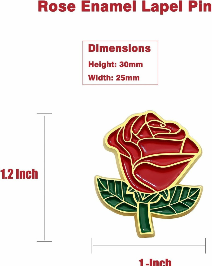 MIDLE 2/12/50/100Pcs Red Rose Flower Enamel Lapel Pin 1.2" -Brooch Badge For Men Women Clothes Bags Hats Hot