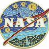 CUFTS Novelty Starry Nasa Logo Enamel Lapel Pin Funny Van Gogh Starry Night Painting Badge Pin For Backpacks Jackets Bags Best