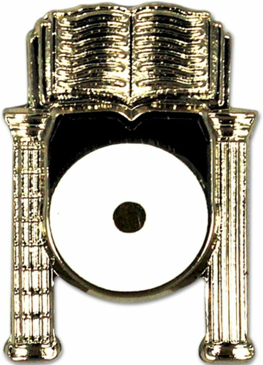 The Masonic Exchange Point Within A Circle Inside Columns Masonic Lapel Pin - [Silver & White][3/4'' Tall] Best