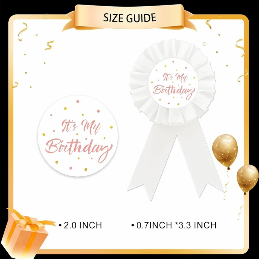 MAONICA It'S My Birthday Tinplate Badge Pin, Happy Birthday Button Pin For Women Men, White Rosette It'S My Birthday Award Ribbon Pin, Happy 18Th, 21St, 25Th, 30Th Birthday Party Decoration Hot