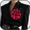 INENIMARTJ Elegant Large Rose Flower Brooches Lapel Pins Handmade Dainty Satin Fabric Pearl Brooches Big Camellia Flower Brooch Pin For Women Girls Wedding Part Dance Dress Suit Clothes Accessories Jewelry Gifts New