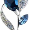 ZXCVWWE Blue Tulip Rhinestone Zirconia Crystal Brooch Elegant Simple Corsage Pin For Women Party Wedding Clothing Flower Brooch Pin Dress Accessories Lapel Pins Jewelry Blossom Fashionable Gifts New