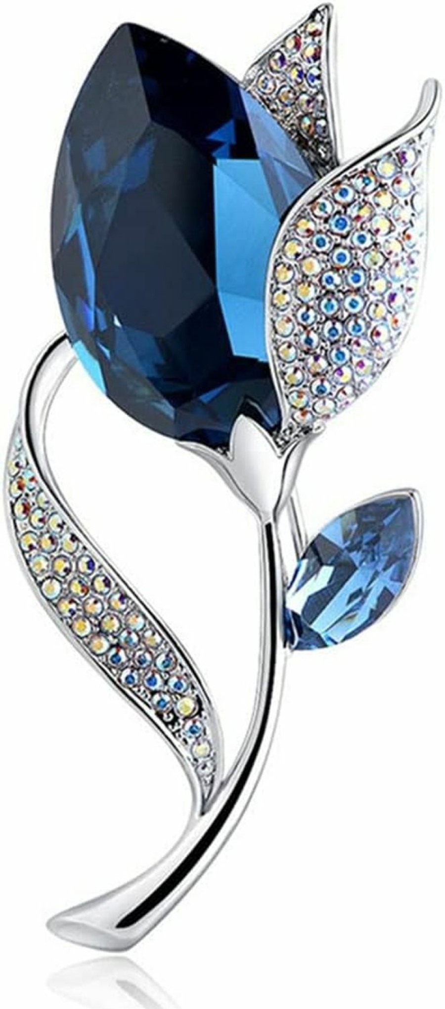 ZXCVWWE Blue Tulip Rhinestone Zirconia Crystal Brooch Elegant Simple Corsage Pin For Women Party Wedding Clothing Flower Brooch Pin Dress Accessories Lapel Pins Jewelry Blossom Fashionable Gifts New