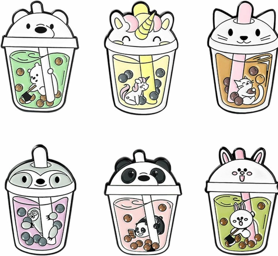 VEINTI+1 Veinti+1 Animal Pin Cute Boba Brooch Kawaii Bags Backpacks Jackets Hat Accessory Decoration (6 Color Boba Tea) Wholesale