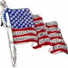 Dtja Rhinestone Waving Usa Flag Brooch Pin For Women Silver Tone Fashion Crystal 4Th Of July American Patriotic Medal Blue Red Enamel Brooches Dress Accessories Veterans Independence Memorial Day Jewelry Clearance