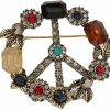 HANMOZTION Antique Gold Plated Crystal Love Peace Brooch And Pins (1) Online