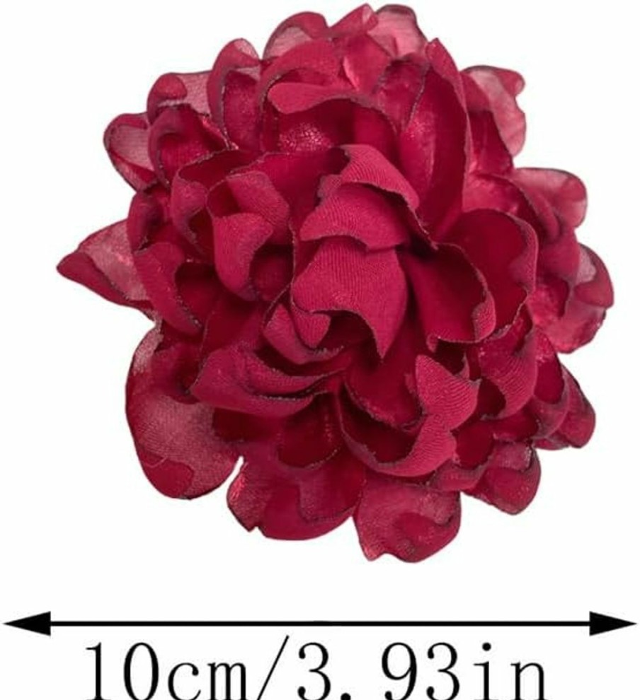 NewZenro Dainty Camellia Flower Large Brooch Lapel Pins Delicate Elegant Handmade Fabric Flower Brooches Pin Classic For Wedding Party Dance Banquet For Women Men Dress Suit Ceremony Clothes Accessories Jewelry Gifts 100Mm Best