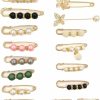 Comemela 16Pcs Faux Fashion Pearl Brooch Sweater Shawl Clips Artificial Pearls Brooch Safety Pins Waist Pants Extender Cardigan Collar Brooch Clips Dresses Decor For Girls Women New