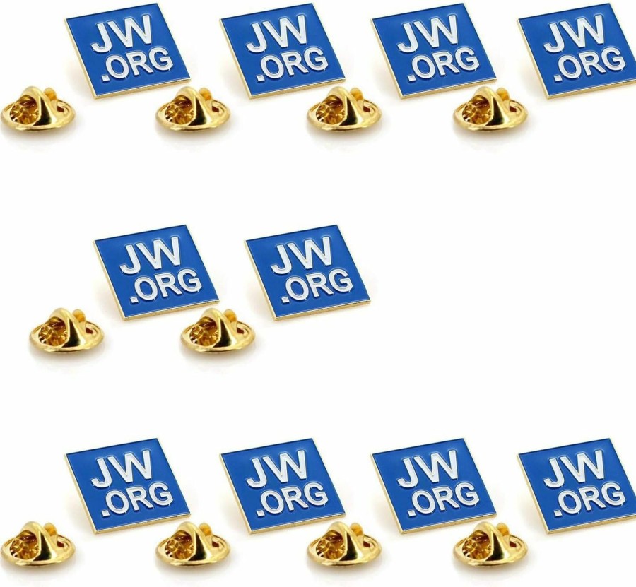 TONOS Jehovah Witness - Square Blue Label Pin - Jw.Org Neck Tie Hat Tack Clip Women Or Men Suits-Gold Square-10 Pcs Wholesale