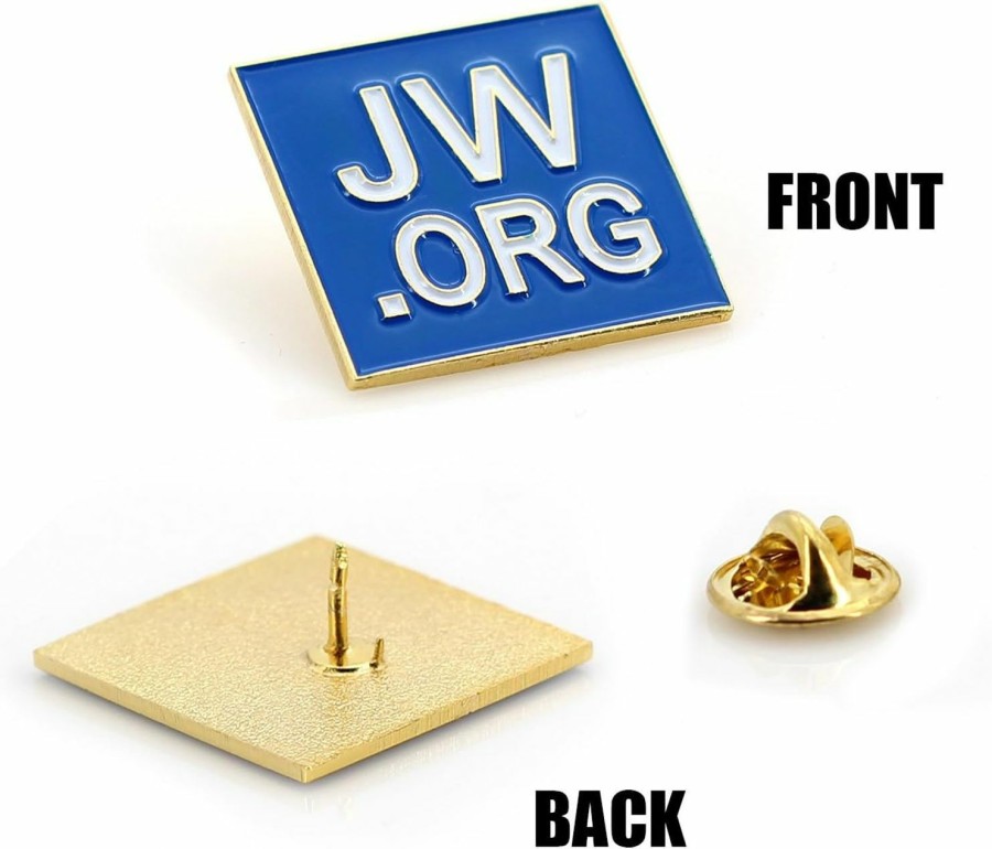 TONOS Jehovah Witness - Square Blue Label Pin - Jw.Org Neck Tie Hat Tack Clip Women Or Men Suits-Gold Square-10 Pcs Wholesale