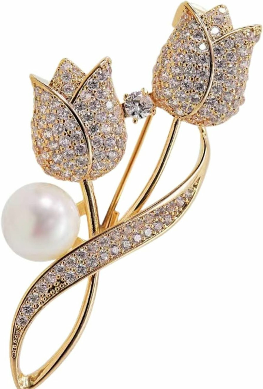 MLEPUS Lavender Flower Brooch Crystal Rhinestone Tulip Brooch Elegant Accessories Jewelry Women Brooches And Pins Fashion Jewelry Wedding Flowers Lapel Pin Clearance