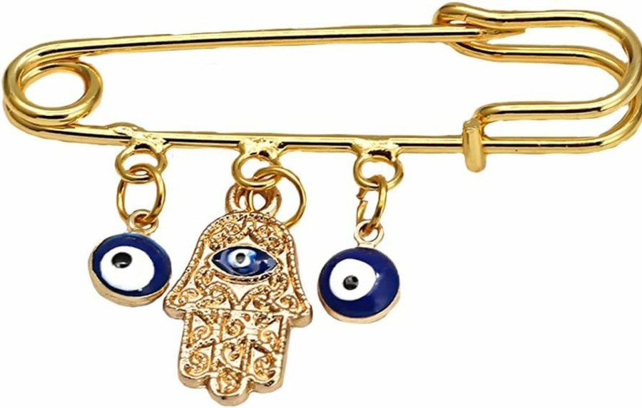 Hebelee Evil Eye Palm Safety Pins Brooch Pin For Women Girl Fashion Enamel Lapel Pins Cute Dress Accessories Birthday Christmas Jewelry Dainty Gift Wholesale