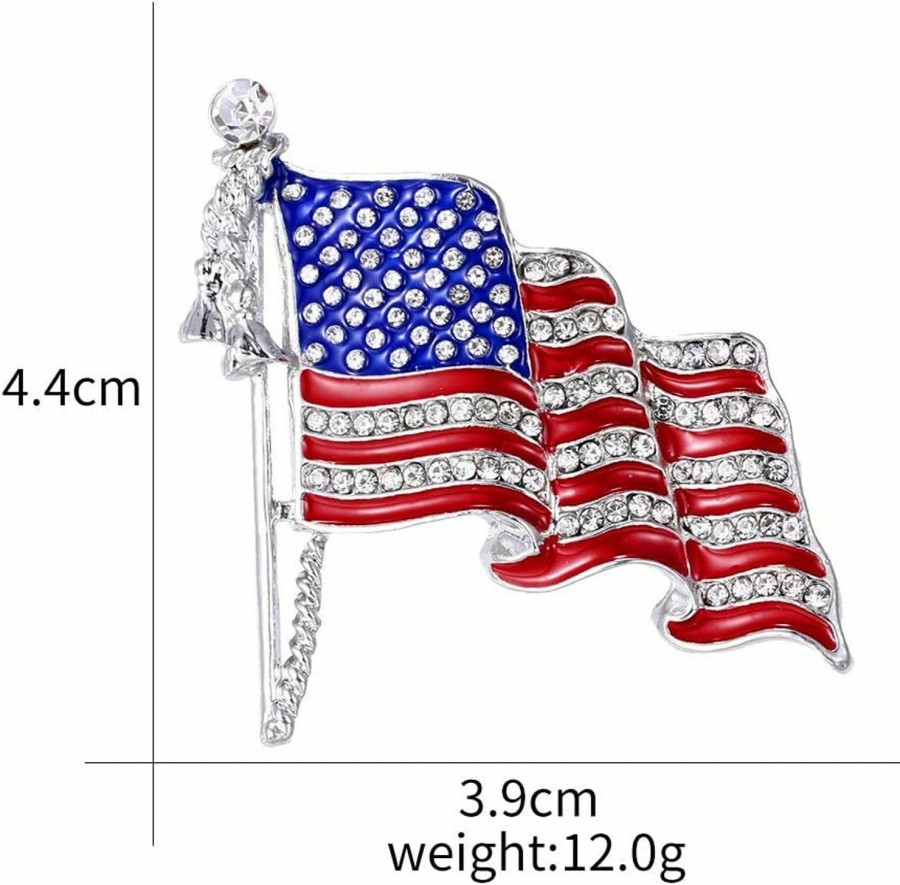 WeimanJewelry Weimanjewelry Enamel Crystal Waving Usa American Flag Patriotic Corsage Brooch Pin For Clothes Scarf Bag Hat Wholesale