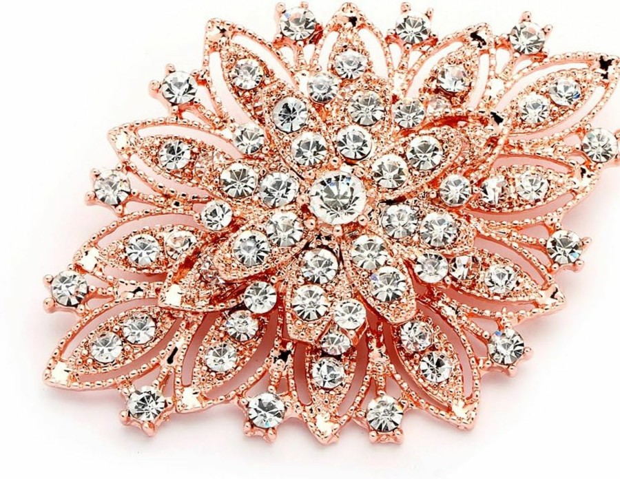 Mariell Mariell Rose Gold Wedding Jewelry Crystal Bridal Brooch Pin For Brides, Bridesmaids, Mother Of The Bride Clearance