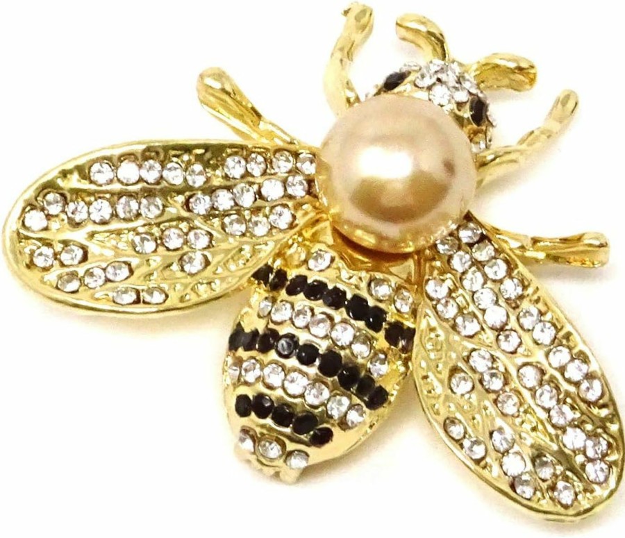 Honbay Honbay Fashion Vintage Gold Tone Honey Bee Brooch With Rhinestones And Pearl Best