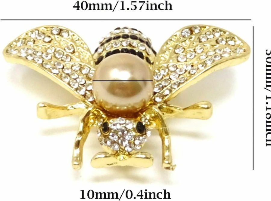 Honbay Honbay Fashion Vintage Gold Tone Honey Bee Brooch With Rhinestones And Pearl Best