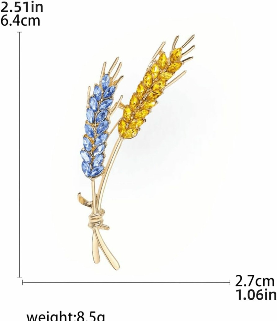 Generic Ukrainian Flag Brooch Creative High Beauty Wheat Ear Breast Pin Simple Suit Coat Fashion Breast Flower Pin Accessories Online