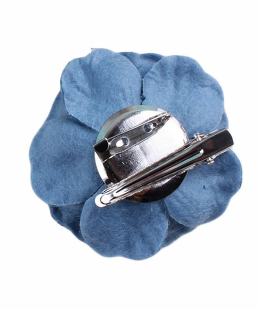 BBTDIN Denim Flower Brooch Blue Denim Flower Hair Clips Blue Jeans Flower Hair Pins Bw21 (Dark Blue) Wholesale