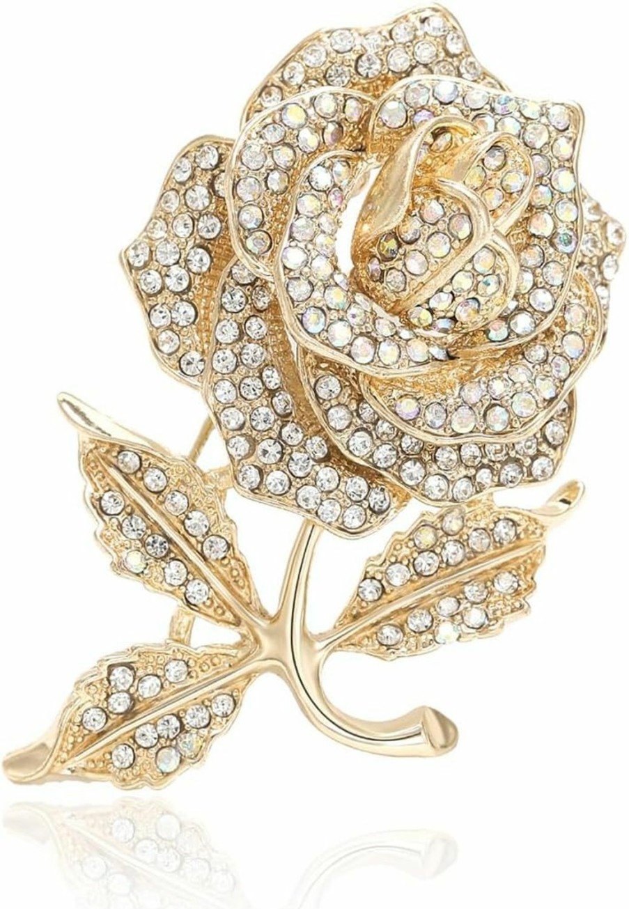 AUGTIGER Brooch Pins For Women Girls Fashion Flower Crystal Rhinestone Pearl Jewelry New