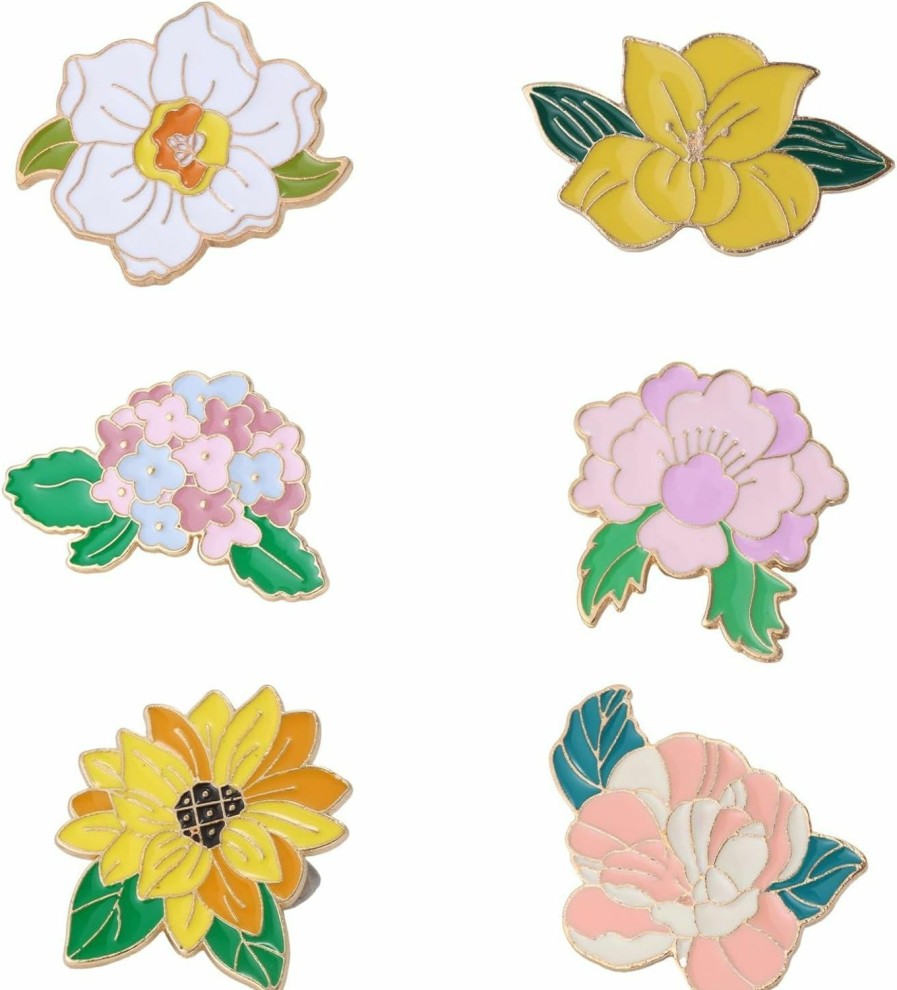 AUDTOPE 6Pcs Flower Brooch Pins For Women,Cute Lily Camellia Sunflower Flower Brooch Pins,Trendy Jewelry Accessories Set Gift For Women And Girls Online