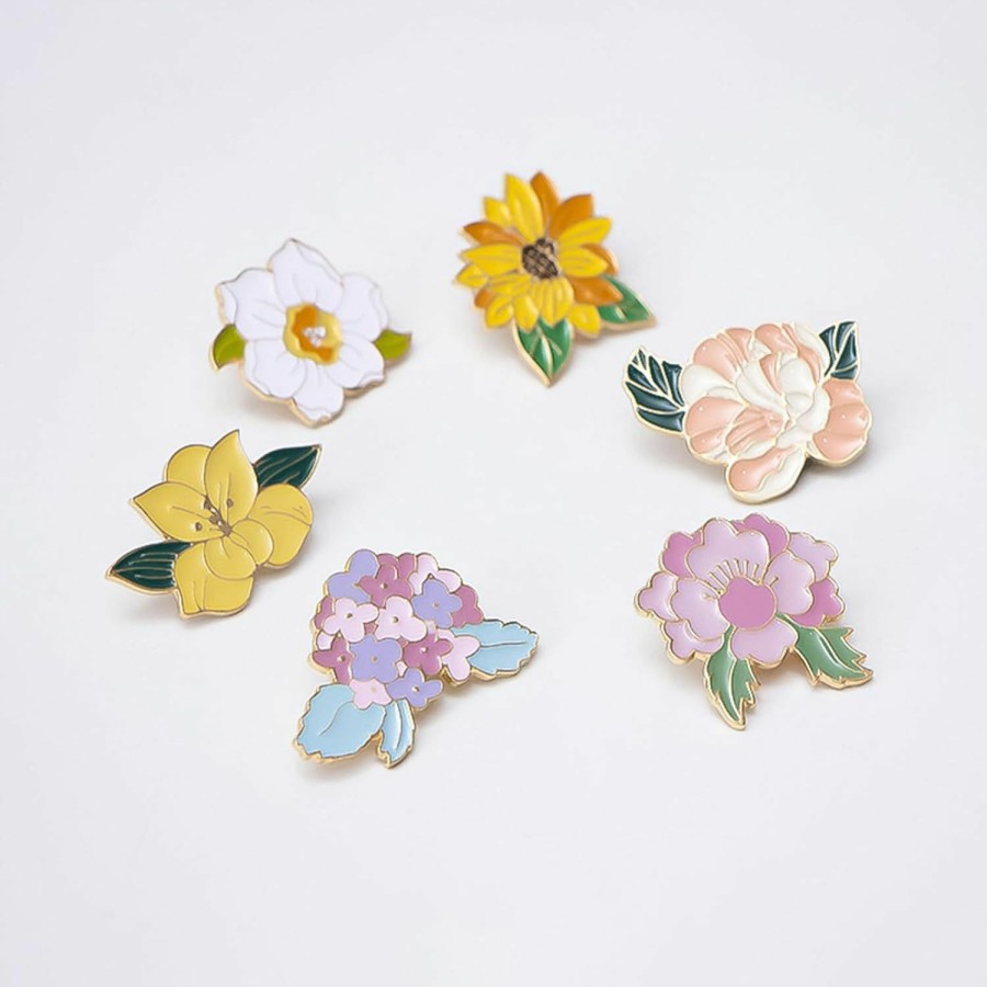 AUDTOPE 6Pcs Flower Brooch Pins For Women,Cute Lily Camellia Sunflower Flower Brooch Pins,Trendy Jewelry Accessories Set Gift For Women And Girls Online