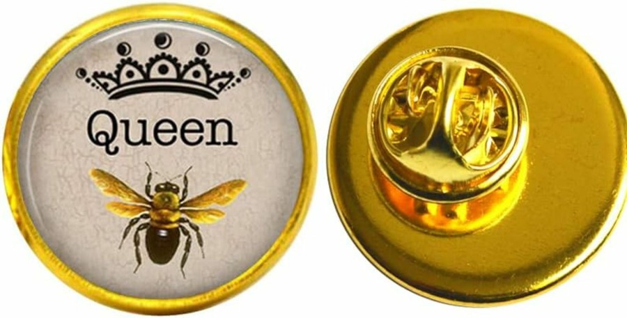 Handmade unique gift shop Handmade Unique Gift Shop Modern Charm Brooch, Fashion Brooch, Queen Bee Crown Brooch,Crown Queen Bee Pin, Queen Bee Jewelry, Insect Art Pin, Entomology, Science Pin-Rc313 (A) New