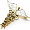 COCORIBBON Cocoribbon Enamel Medical Symbol Caduceus Brooch Pins For Doctor Nurse Gift Brooches Wholesale