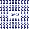 Mzztino 100Pcs Dark Blue Ribbon Awareness Pins Colon Cancer Child Abuse Awareness Rectal Cancer Awareness Enamel Lapel Brooches Pins Clearance