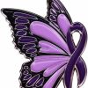 Ficsowy Ficsowy Enamel Pins Purple Ribbon Awareness Butterfly Pin Domestic Violence Awareness Badge Peace Courage Survival Butterfly Self-Protection Gift For Friends Best