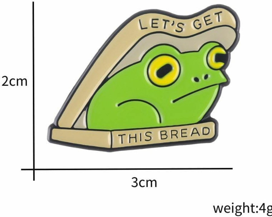 Fuqimanman2020 Creative Funny Frog Brooch Pin Let'S Get This Bread Frog Metal Brooch Cartoon Animal Brooch Pin Badges For Clothing Backpack Novelty Enamel Lapel Pin Clearance