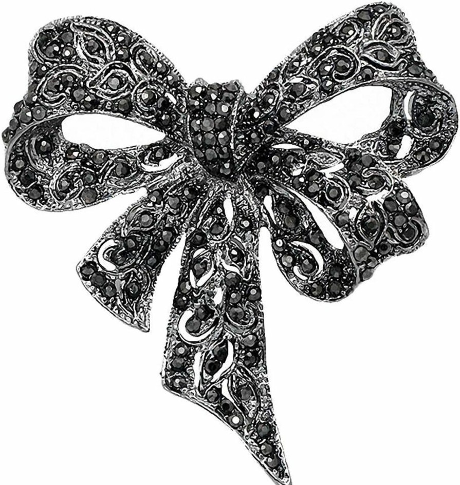 Jana Winkle Jana Winkle Rhinestone Black Flower Brooches Women Vintage Antique Silver Brooch Pin Elegant Exquisite Broches Online