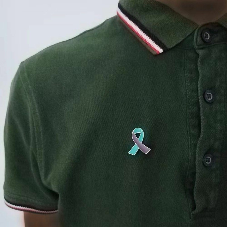 Generic 100 Pieces Purple & Teal Ribbon Pins Suicide Prevention Awareness Brooch Domestic Violence Sexual Assault Awareness Enamel Lapel Pins Clearance