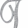 Liasun Liasun A-Z 26 Letters Pins Brooches Silver Plated Metal Broaches Pins-Clear Crystal Initial Breastpin Clearance