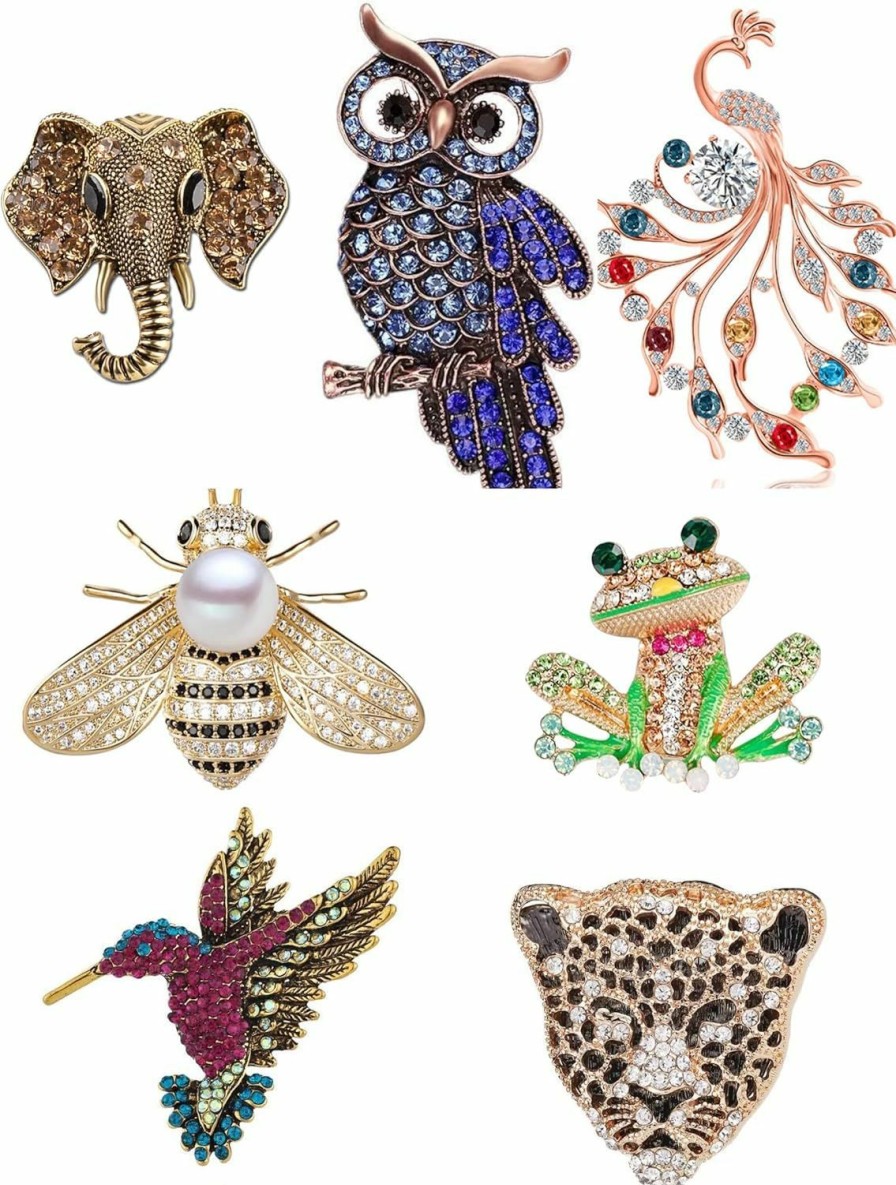 Tichso Lot 7Pcs Brooch Pins For Women Set Brooch Set Crystal Rhinestones Brooches Pins Online