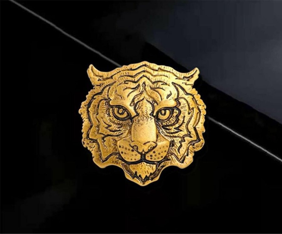 ulricar Ulricar Retro Tiger Face Head Brooch Pin Metal Animal Brooches Men'S Suit Shirt Badge Lapel Pins For Women Fashion Jewelry Accessories New