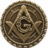 The Masonic Exchange Square & Compass Round Masonic Lapel Pin - [Antique Brass Finish][1'' Diameter] Online