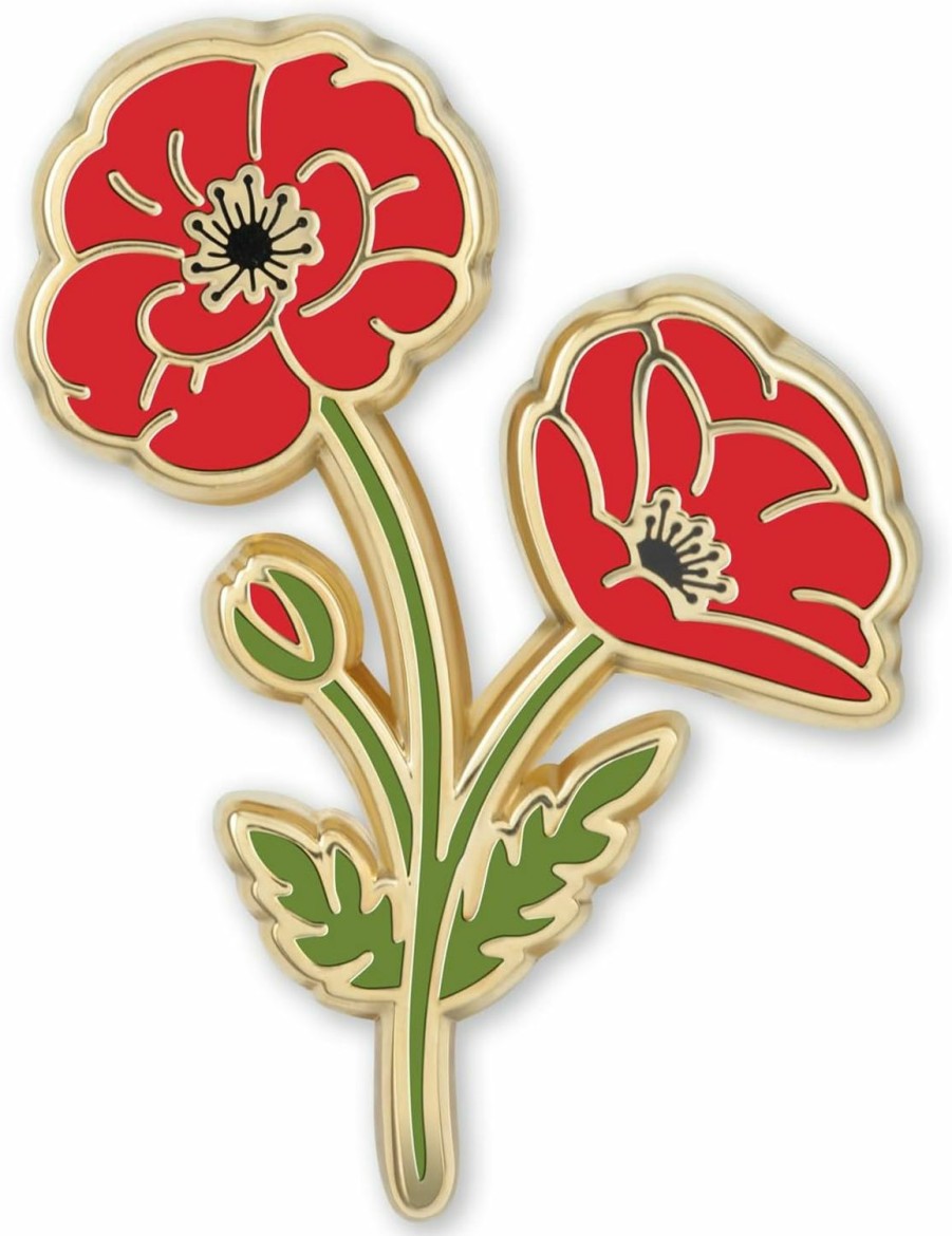 PLANT SCOUTS Poppy Enamel Brooch Pin Floral Lapel Beauty In A Pin, Perfect For Remembrance, Memorial Day Enamel Lapel Pin Red Poppy Flower Brooch, Embracing The Elegance Of August Birth Flower Best