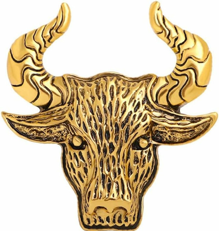 Dtja Vintage Bull Animal Brooch Pin For Women Men Uni Fashion Gold Plated Engraved Ox Brooches Lapel Pins Dainty Dress Accessories Christmas Birthday Jewelry Gift Souvenir For Him Clearance