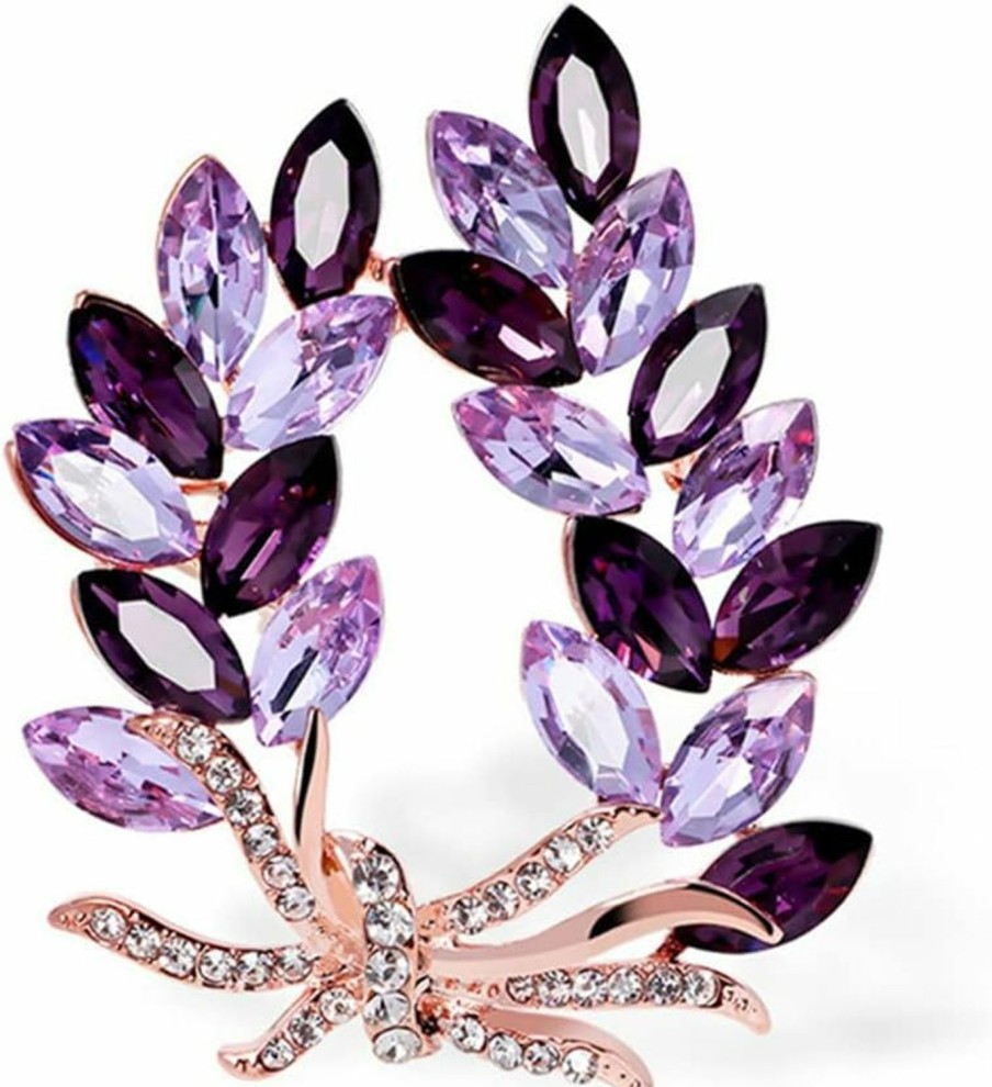 GUMEGE Purple Crystal Bauhinia Brooch Rhinestones Flower Brooches For Women Plant Lapel Pin Suit Dress Scarf Accessories Wedding Gift Jewelry Online