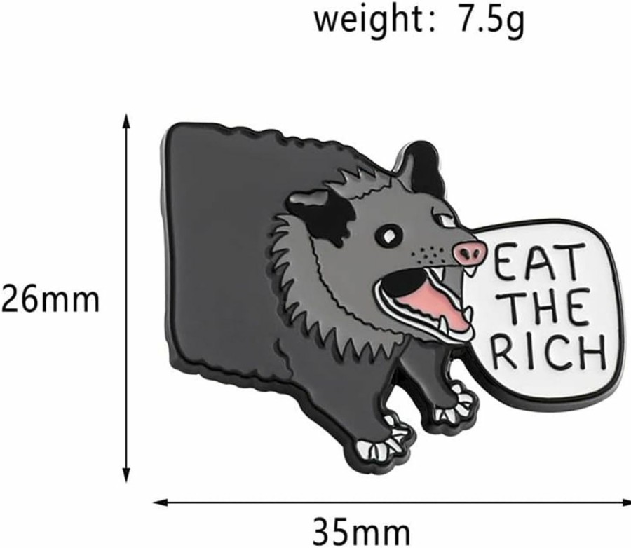 HUAQIGUO Eat The Rich Possum Enamel Pin Lapel Pins Badgecute Animal Brooch Jewelry Accessory Anime Enamel Pin Brooch Collection For Clothes Bags Backpacks Hot