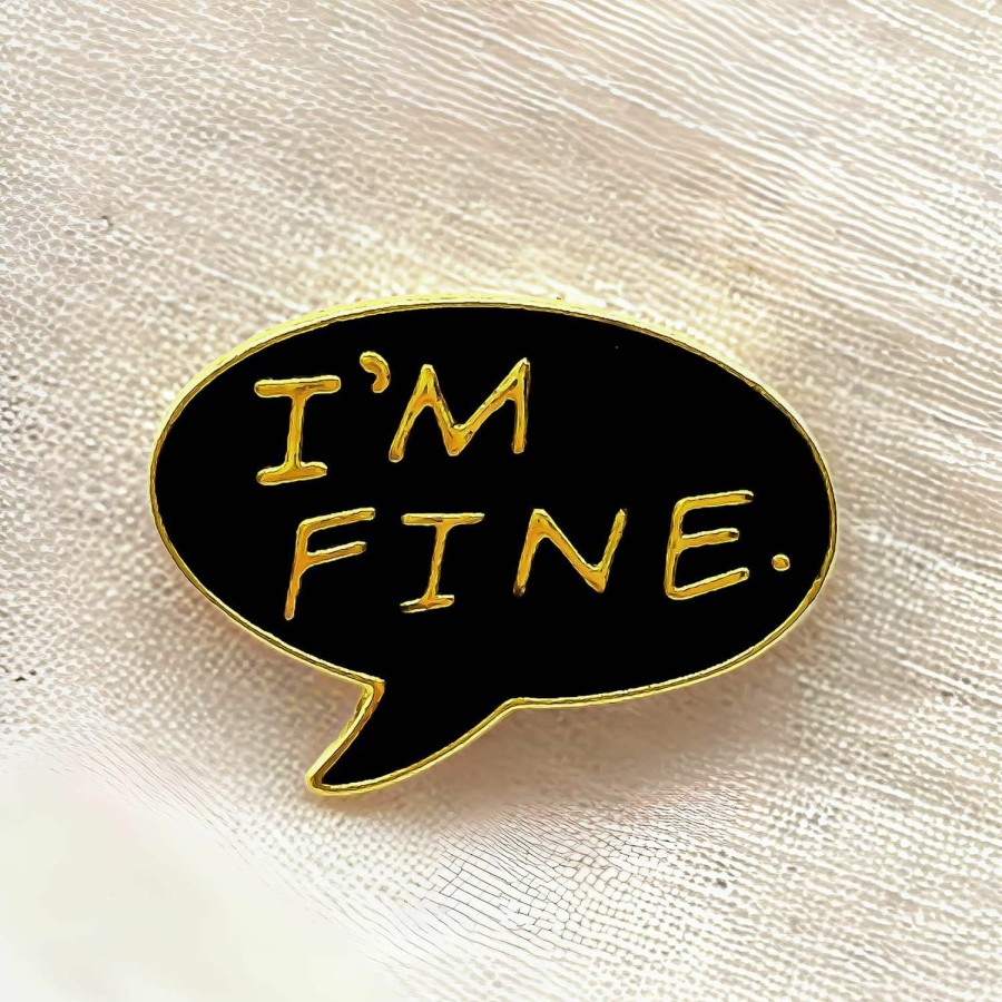 SKYFENGCN I'M Fine Pin - Fun Series - Enamel Lapel Pin - Plated Badge For Clothing, Bags, And Lanyards Clearance