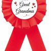 ROSTYAKZ Grandma To Be Tinplate Badge Pin, Red Rosette Gender Reveal Button Pin, Gold Glitter Baby Shower Badge Pin For Grandparents, Brooch Buttons For Newborn Baby/Welcome Baby Party To Wear Best