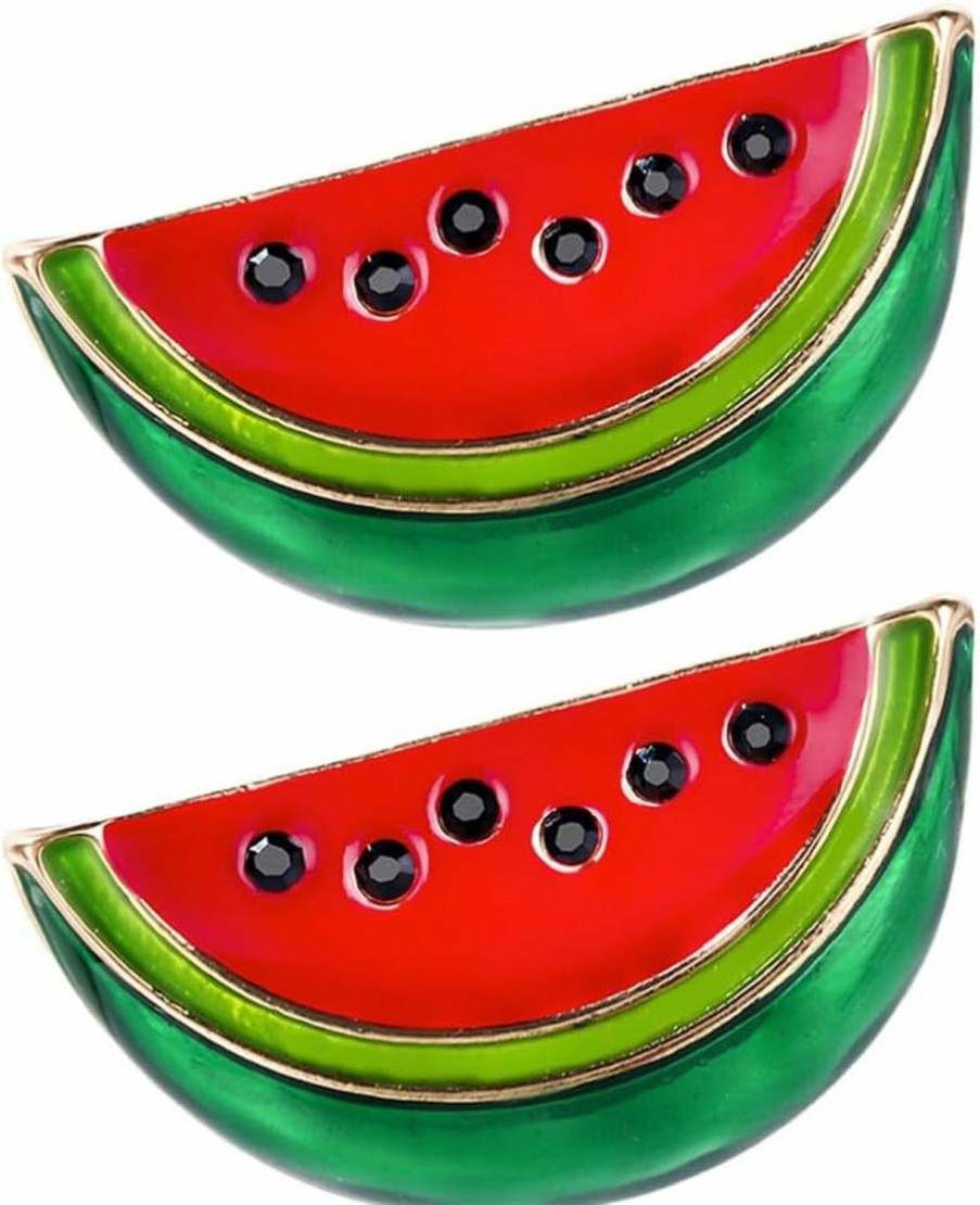 DEARMAMY Dearmamy Watermelon Enamel Pin: 2Pcs Cute Enamel Pins - Fruit Shaped Cartoon Brooch Pin For Summer Gifts Birthday Lapel Collar Accessories Bags Best