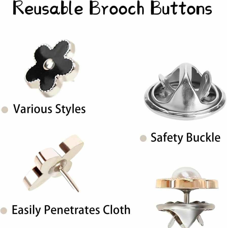 LLMSIX Llmsix 80Pcs Women Brooch Buttons, Alloy Small Cover Up Buttons Safety Invisible Modesty Pins Prevent Accidental Exposure For Dress Blouse Low Cut Tops Cloth Decoration (40 Styles) Online