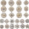 Mutian Fashion Lot 24Pc Clear Rhinestone Crystal Flower Brooches Pins Best