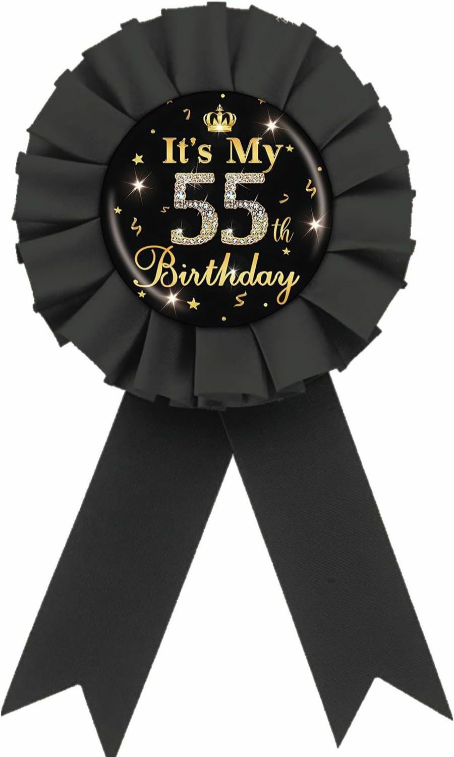 ROSTYAKZ It'S My 55Th Birthday Tinplate Badge Pin, Gold Diamond Happy 55Th Birthday Button Pin, 55 & Fabulous Birthday Black Rosette Award Ribbon Pin For Women, Brooch Buttons For Fifty Five Years Old Birthday Party Decoration Online